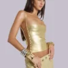 Top corsé «Idol» de estilo vendaje metalizado en dorado