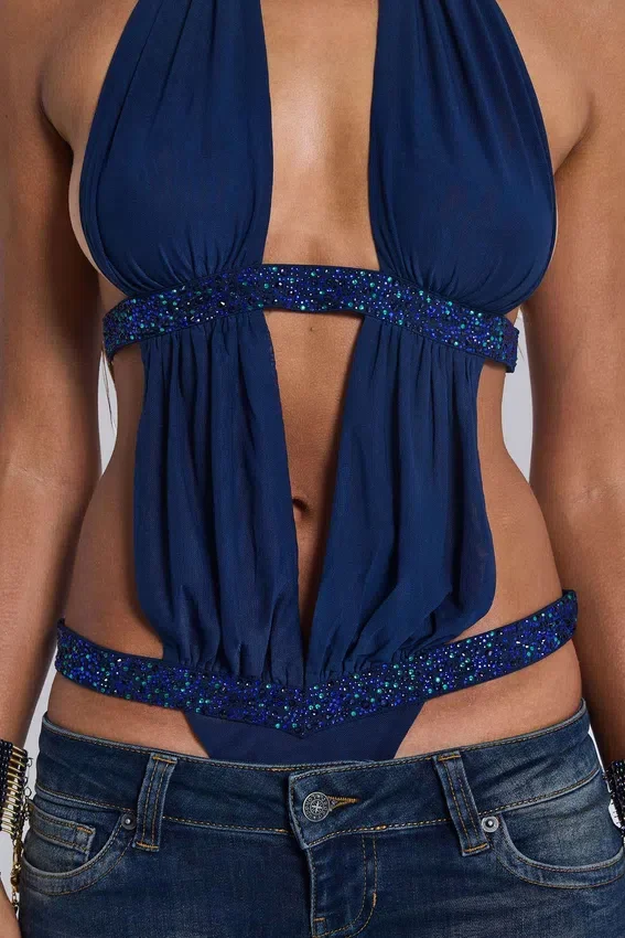 Body con aberturas 6AM en color azul medianoche