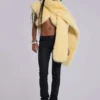 Bolero de piel sintética 2 en 1 «Saskia» en amarillo