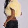 Bolero de piel sintética 2 en 1 «Saskia» en amarillo