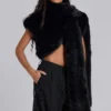 Bolero de piel sintética 2 en 1 «Saskia» en negro