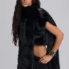 Bolero de piel sintética 2 en 1 «Saskia» en negro