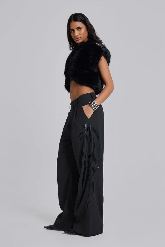 Bolero de piel sintética 2 en 1 «Saskia» en negro