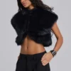 Bolero de piel sintética 2 en 1 «Saskia» en negro