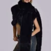Bolero de piel sintética 2 en 1 «Saskia» en negro