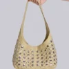 Bolso de cuero con tachuelas «Osmium» en color crema