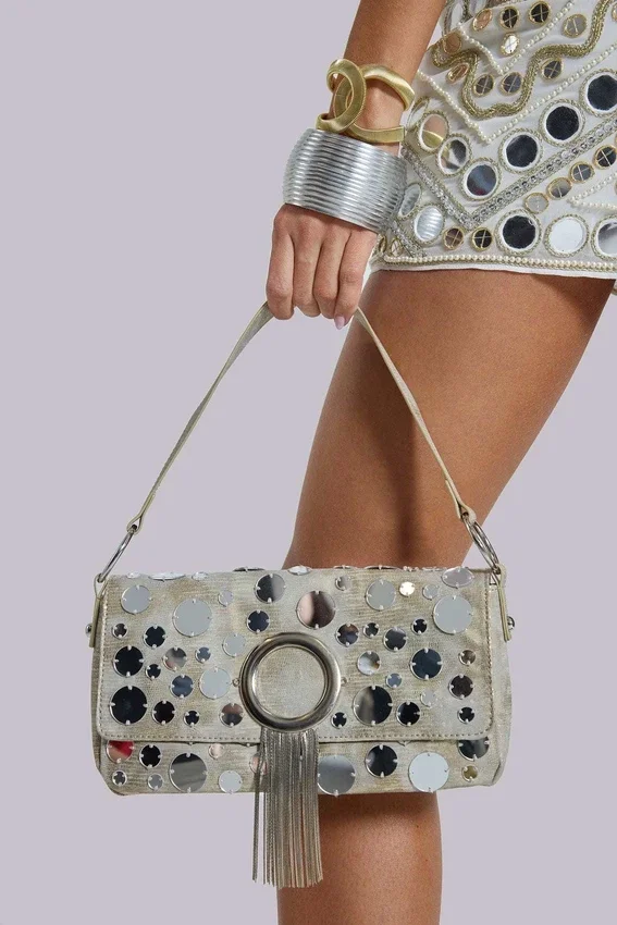 Bolso de hombro «Chara» con espejos metalizados