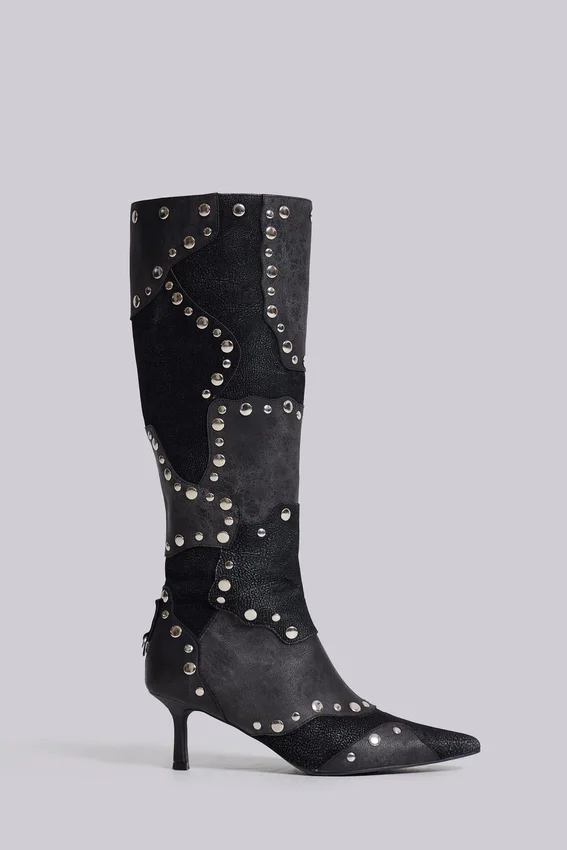 Botas hasta la rodilla con tachuelas «Shadow»