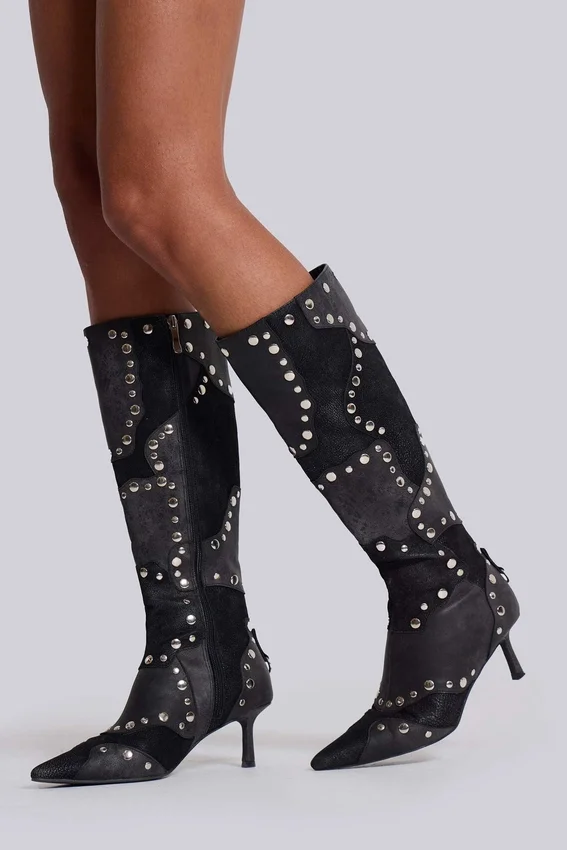 Botas hasta la rodilla con tachuelas «Shadow»