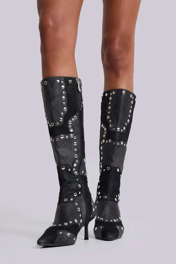 Botas hasta la rodilla con tachuelas «Shadow»