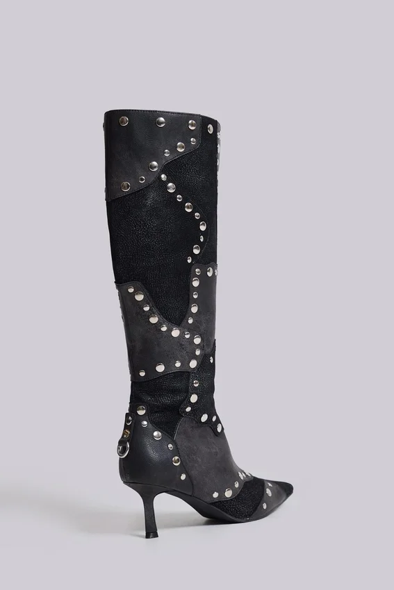 Botas hasta la rodilla con tachuelas «Shadow»