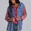Camisa a cuadros con capucha y botones
