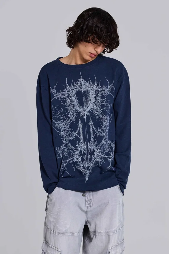 Camiseta azul marino «Kasper Digi Waffle»