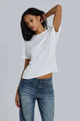 Camiseta blanca de tejido slub