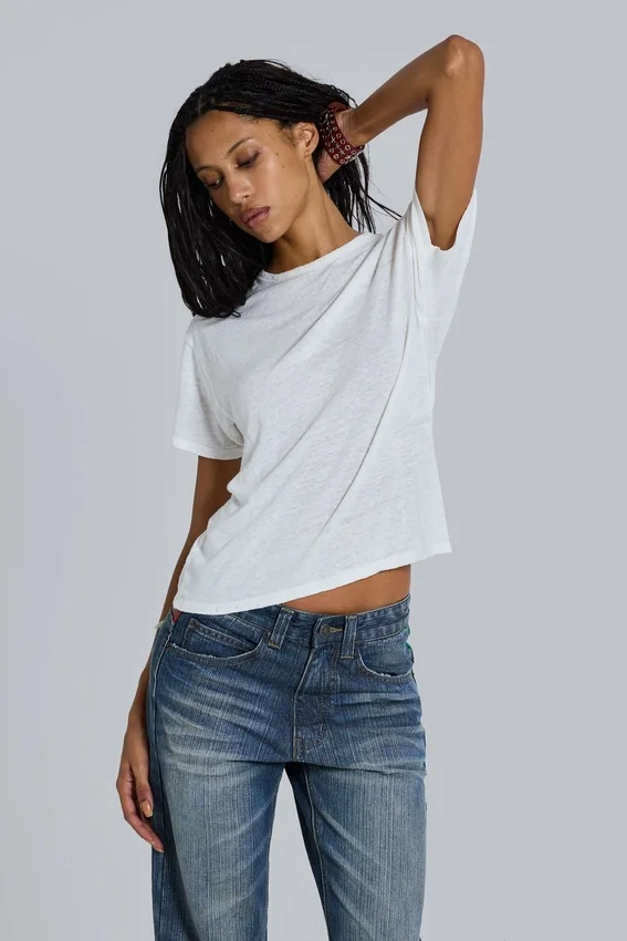 Camiseta blanca de tejido slub