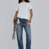 Camiseta blanca de tejido slub
