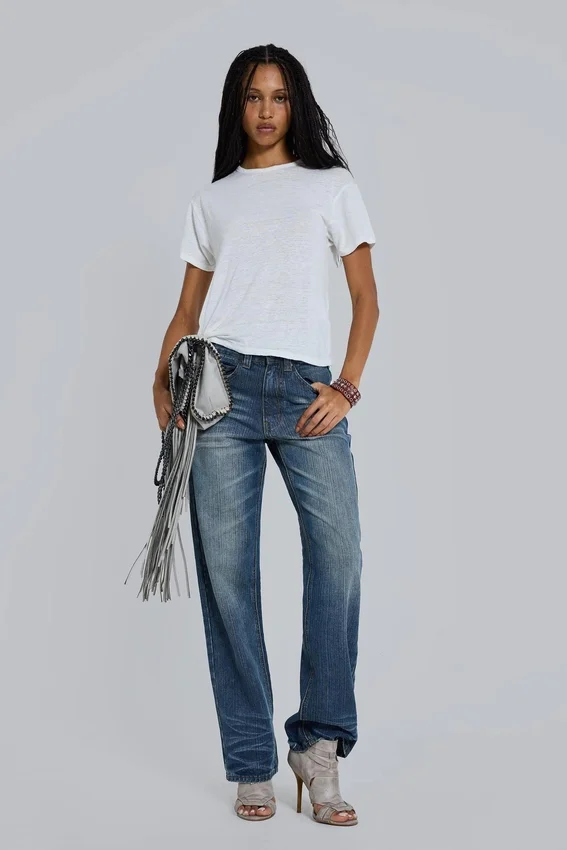 Camiseta blanca de tejido slub