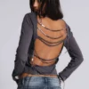 Camiseta con cuello en V y lentejuelas Fira