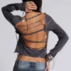 Camiseta con cuello en V y lentejuelas Fira