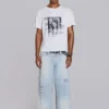 Camiseta corta blanca con estampado grabado