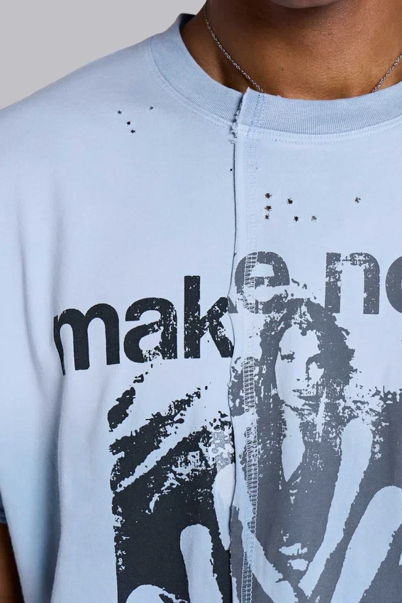 Camiseta corta con costuras «Make Noise»