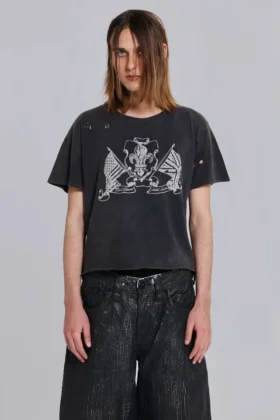 Camiseta corta «National» desgastada de Rock Revival