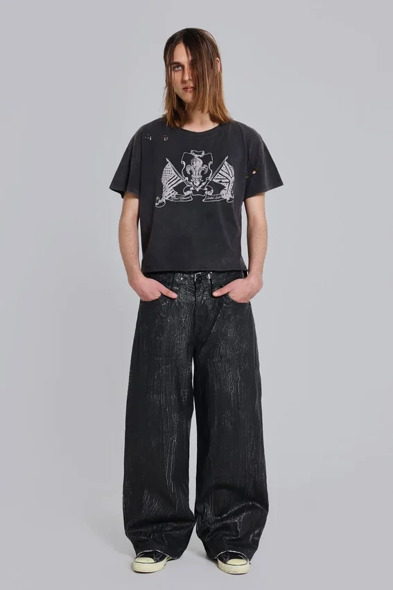 Camiseta corta «National» desgastada de Rock Revival
