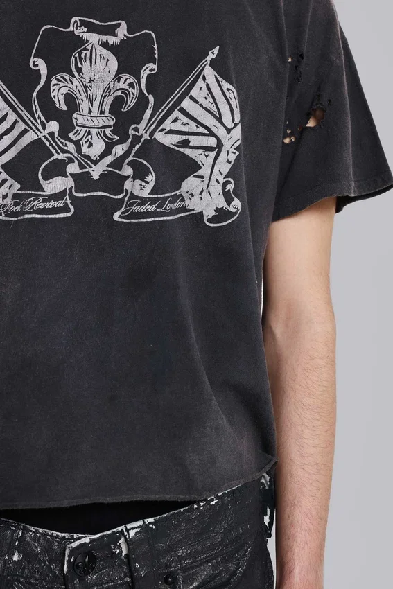 Camiseta corta «National» desgastada de Rock Revival
