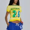 Camiseta corta vintage «Amerela» con estampado aerografiado