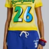 Camiseta corta vintage «Amerela» con estampado aerografiado