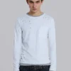 Camiseta de doble capa con estampado de panal desgastada