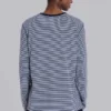 Camiseta de manga larga azul marino con 62 rayas