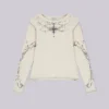 Camiseta de manga larga blanca «Ines Waffle»