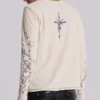 Camiseta de manga larga blanca «Ines Waffle»