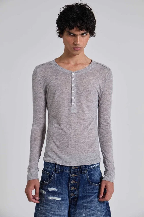 Camiseta Henley «Grey Marl Haze»