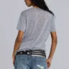 Camiseta Henley «Haze» en gris jaspeado