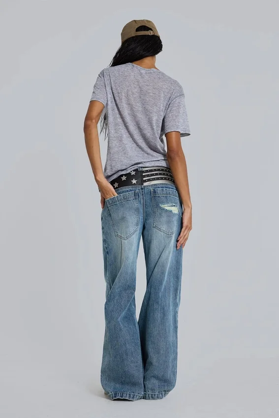 Camiseta Henley «Haze» en gris jaspeado