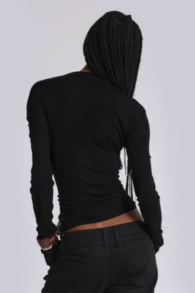 Camiseta Henley «Haze» negra