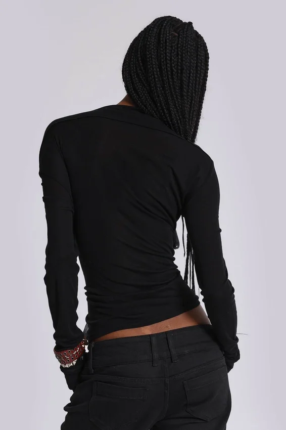 Camiseta Henley «Haze» negra
