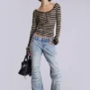 Camiseta Henley transparente a rayas