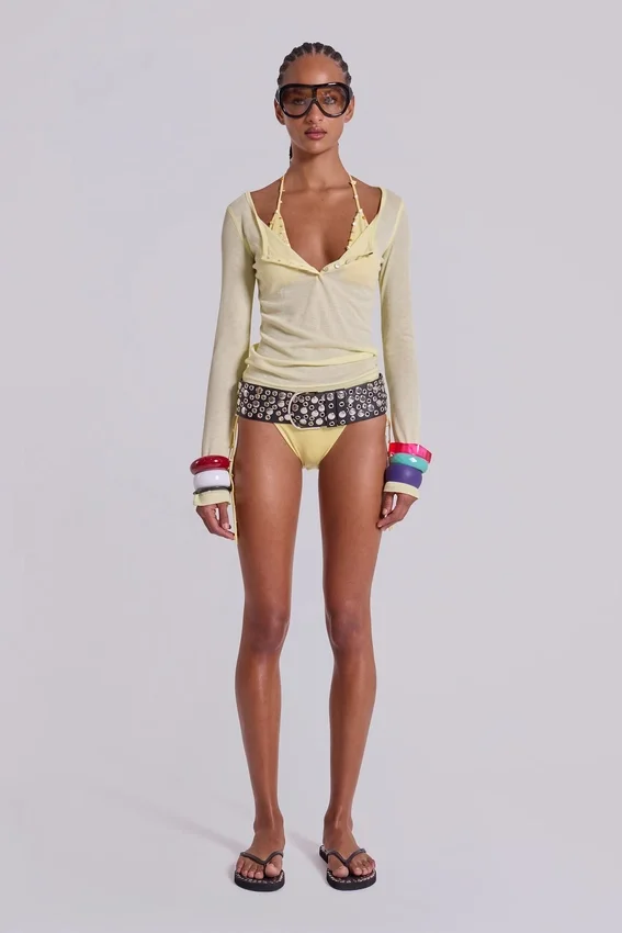 Camiseta Henley transparente en color Buttercup