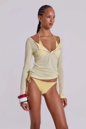 Camiseta Henley transparente en color Buttercup