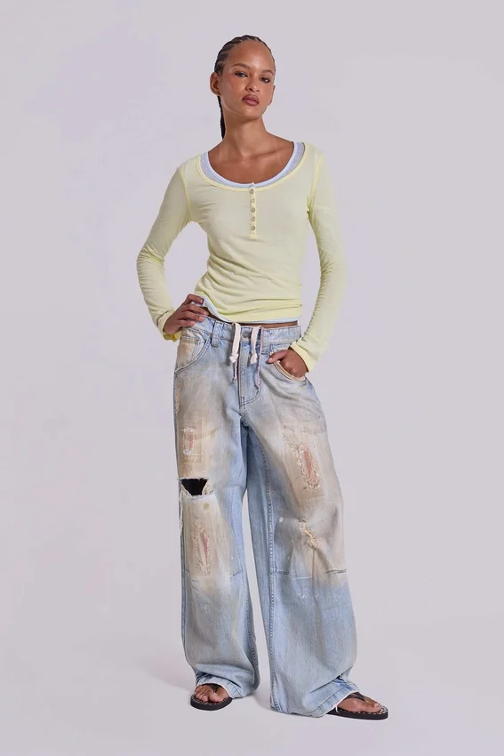 Camiseta Henley transparente en color Buttercup