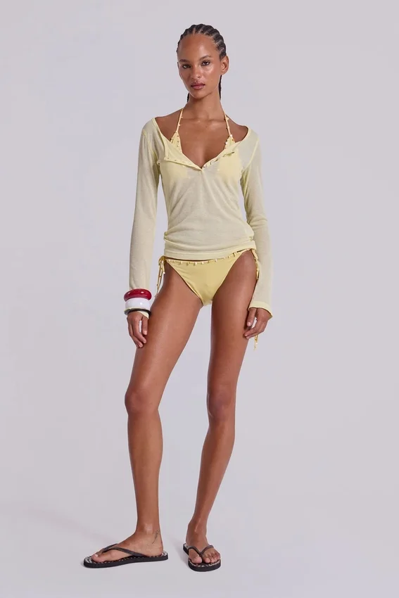 Camiseta Henley transparente en color Buttercup