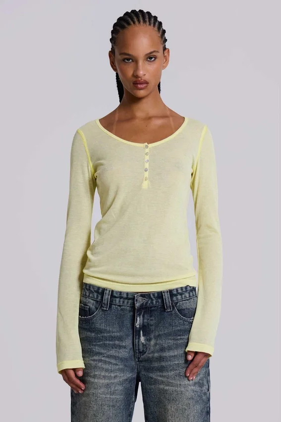 Camiseta Henley transparente en color Buttercup