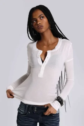 Camiseta Henley «White Haze»