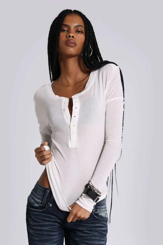 Camiseta Henley «White Haze»
