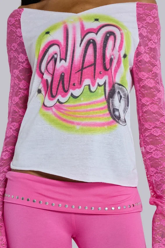 Camiseta raglán con estampado aerografiado de Wag