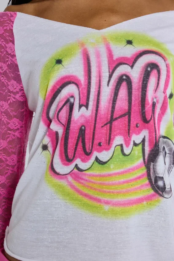 Camiseta raglán con estampado aerografiado de Wag