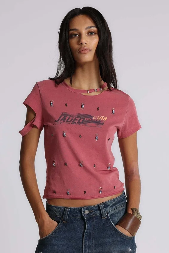 Camiseta «Rally» desgastada y decorada